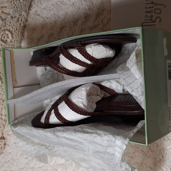 Nickels Woven leather strappy open back sandals,  size 6, brown. - Picture 8 of 8